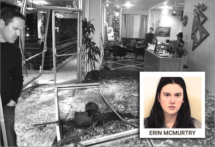 Austin Church of Scientology damaged by Erin McMurtry