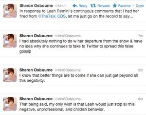 Sharon Osbourne tweets on The Talk